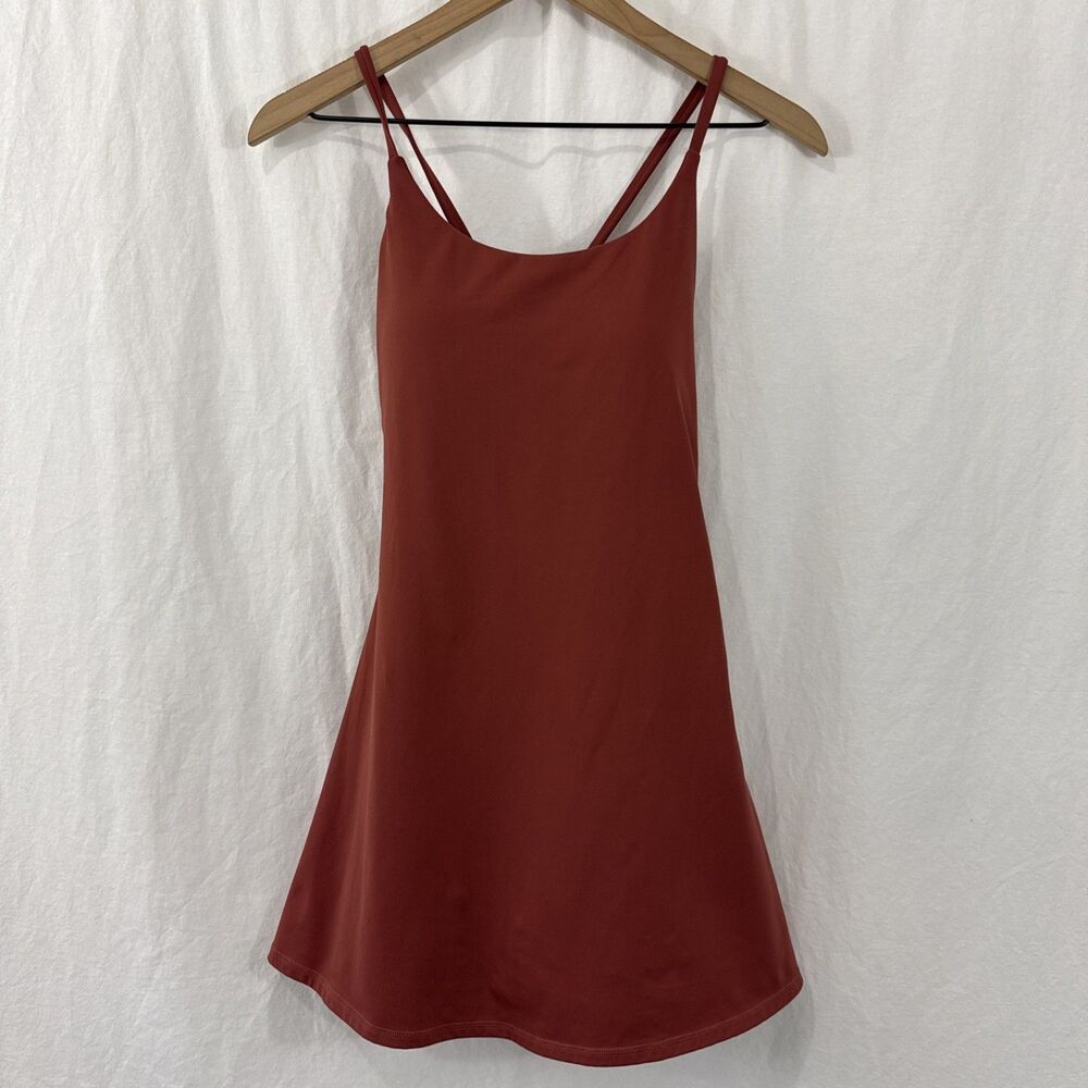 Halara Cross Cross Back Brick Red Athletic Mini Dress Sz S Tenniscore